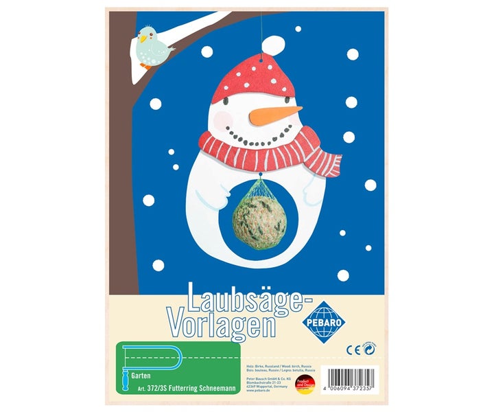 PEBARO 372/3S - Laubsägevorlage Futterring Schneemann, 1 Platte, Größe DIN A4.