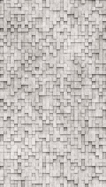 Vliestapete mit 3D-Effekt, quadratische Steinstruktur in Betonoptik.