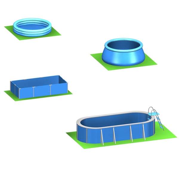 Darstellung verschiedener Pooltypen für den Garten.
