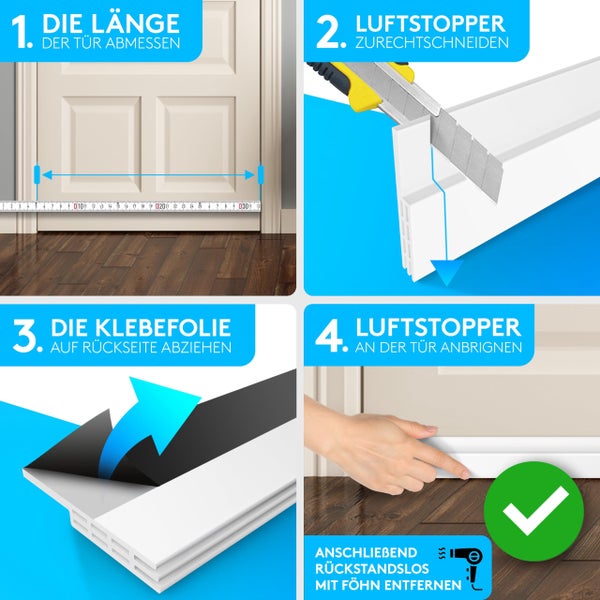 SilverRack Zugluftstopper für Türen Weiß [1 x 1m] - Zuschneidbare Türdichtung selbstklebend - Türdichtung unten - Gummilippe Tür Dichtung Zugluft - Tür Windschutz, Schallschutz & Kälteschutz
