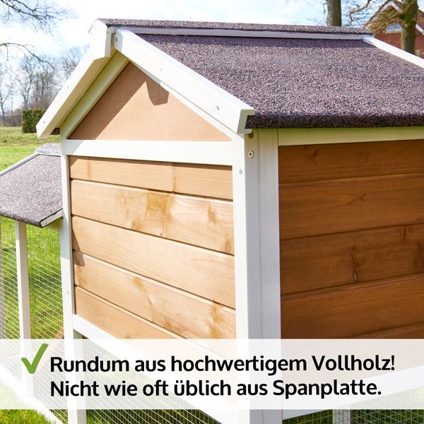 Kleintierstall aus hochwertigem Vollholz mit wetterfestem Satteldach.