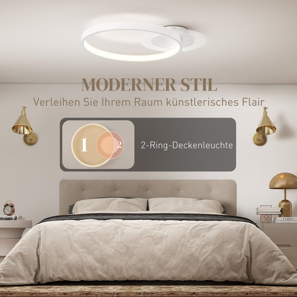 Moderne Schlafzimmergestaltung mit zweiflammiger LED Deckenleuchte