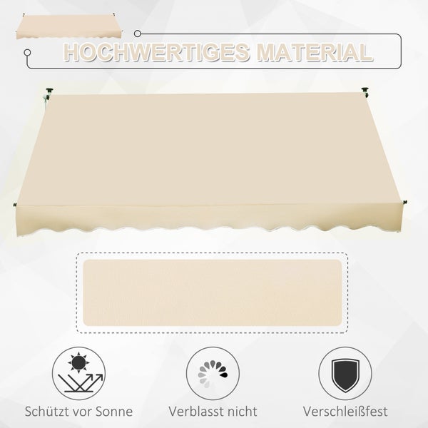 Outsunny Markise, Klemmmarkise,  300 x 150cm, Alu, Beige