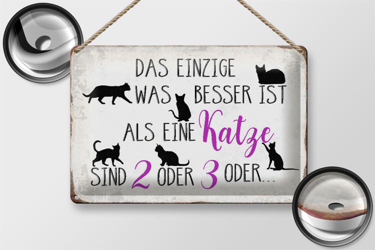 Blechschild Spruch 30x20cm einzige was besser ist als Katze