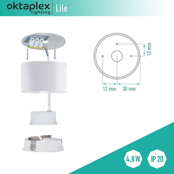 Aufbauspot Lile Weiß 6 Stück inkl. LED Modul 4,8W 4000K Neutralweiß 380 Lumen 110° breitstrahlend Aluminium Schwenkbar