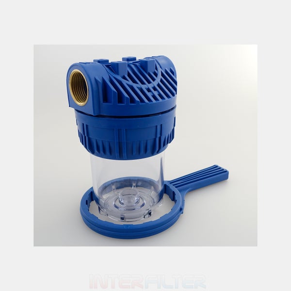 Wasserfiltergehäuse mit Messinggewinde und Montageschlüssel