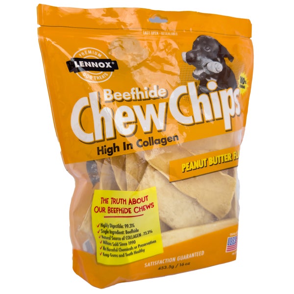 Lifebound - Hundesnack: Rinderhautchips für Hunde mit Erdnussbutter-Geschmack – 1 Packung (453,5 g)