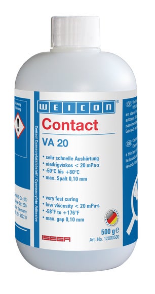 WEICON VA 20 Cyanacrylat-Klebstoff | Sekundenkleber für den Lebensmittelbereich sowie Kunststoff und Gummi | 0,5 kg