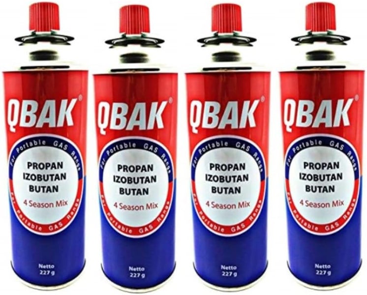 Resch QBAK 4er Set Gaskartuschen für Campingkocher/Gaskocher, Ersatzgaskartuschen à 227g, Camping Gas Kartusche, Gasflasche Butangas Propangas Kocher