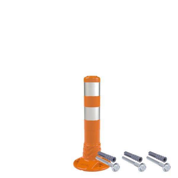 UvV-Flex Absperrpfosten 45cm orange mit einem Reflexstreifen inkl. Befestigungsmaterial / 1