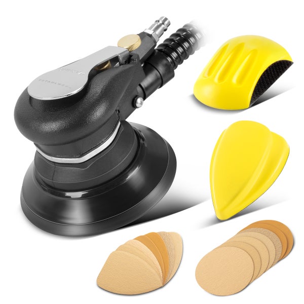 Druckluft Exzenterschleifer Set mit Schleifpads und Zubehör