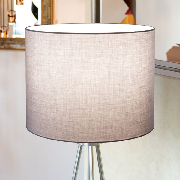Lampenschirm (Ø 40 cm), Stoff, Höhe 30 cm, rund, Aufnahme für Fassung E27 42 mm, Ersatzschirm für Hängelampen, Stehlampen, Grau