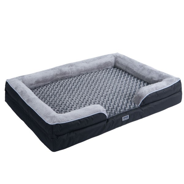 Home Deluxe - Orthopädisches Hundebett SCOOBY - Maße: 120 x 85 x 20 cm, Farbe: Schwarz / Grau , inkl. Tierdecke und Rugbyball, Baumwollfüllung, waschbarer Bezug I Hundebett Hundekissen Bett für Hunde