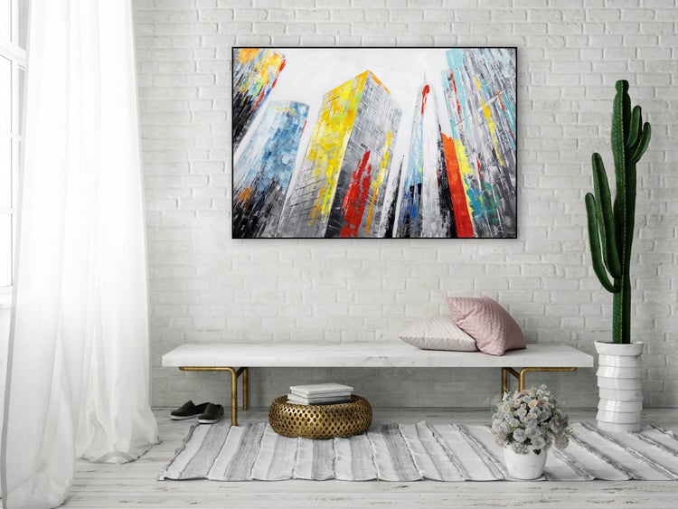 Handgemaltes Gemälde Acrylfarbe 120x80cm Grau