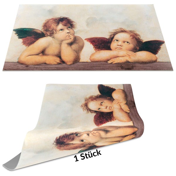 Küchenrückwand mit dem Motiv der zwei Engel von Raffael, ein Stück.