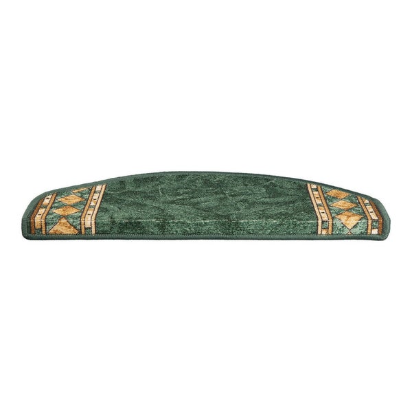 FLOORDIREKT Stufenmatte Rügen Selbstklebend Strapazierfähig Grün Halbrund 65 x 23,5 cm