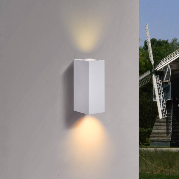 PRIOS Wandleuchte außen Tetje (Modern) in Weiß aus Aluminium (2 flammig, GU10) - Außenwandleuchten Wandlampe Led Außenlampe Outdoor für Außenwand/Hauswand Haus Terrasse & Balkon