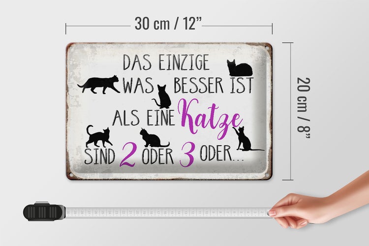 Blechschild Spruch 30x20cm einzige was besser ist als Katze