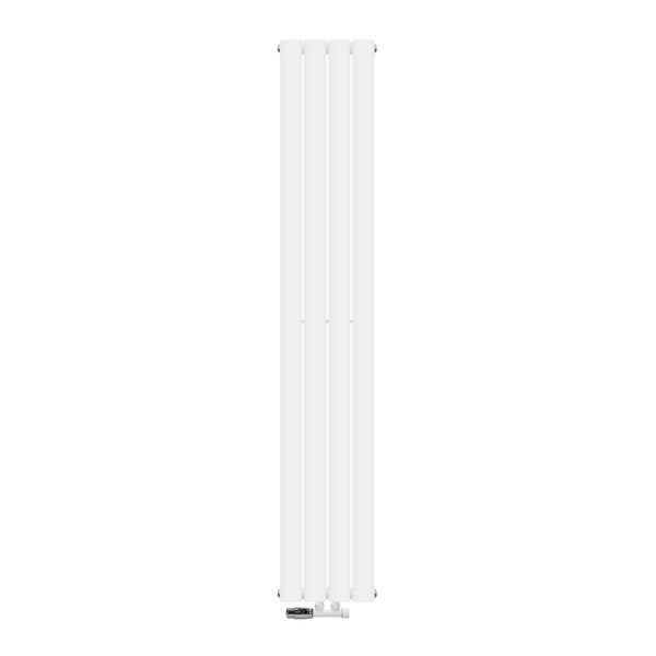 ML-Design Paneelheizkörper Einlagig 1800 x 300 mm Weiß Mittelanschluss mit Wandanschlussgarnitur Eckform Multiblock & Thermostat, Design Badheizkörper Vertikal Designheizkörper Flachheizkörper Heizung