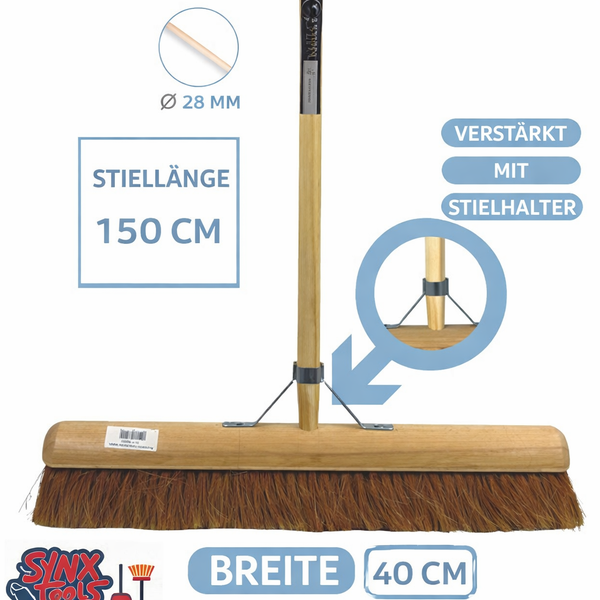 Synx Tools Kehrbesen mit einer Stiellänge von 150 Zentimetern und einer Breite von 40 Zentimetern