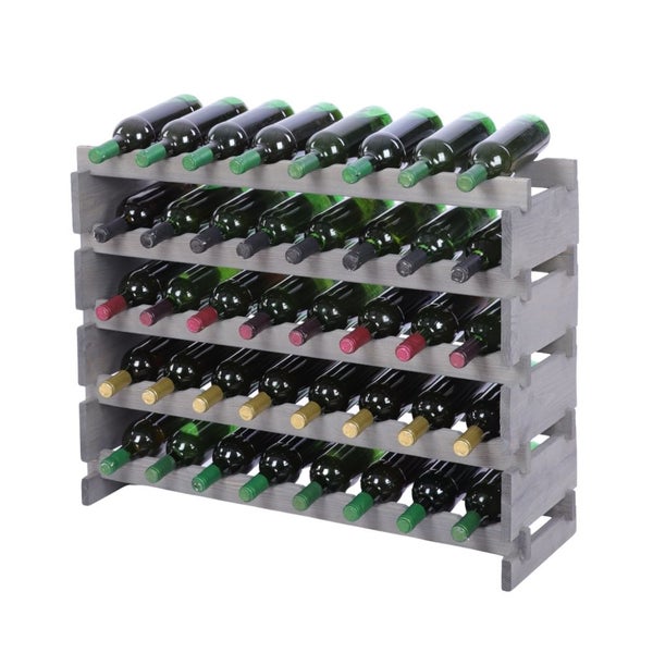 Weinregal VINOTECA FLEX PRO HxBxT 65x84x28cm 40 Flaschen auf 5 Ebenen Massives Kiefernholz Grau