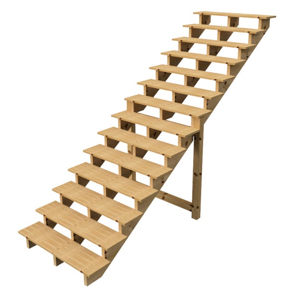 Holztreppe mit dreizehn Stufen