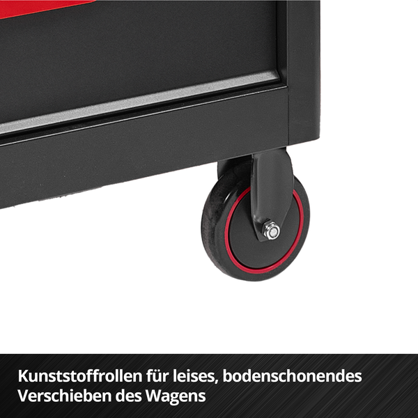 Original Einhell Werkstattwagen leer (6 Schubladen, Interlock-System, kugelgelagerte Führungsschienen, belastbar bis 135 kg, mobil mit Feststellrollen)