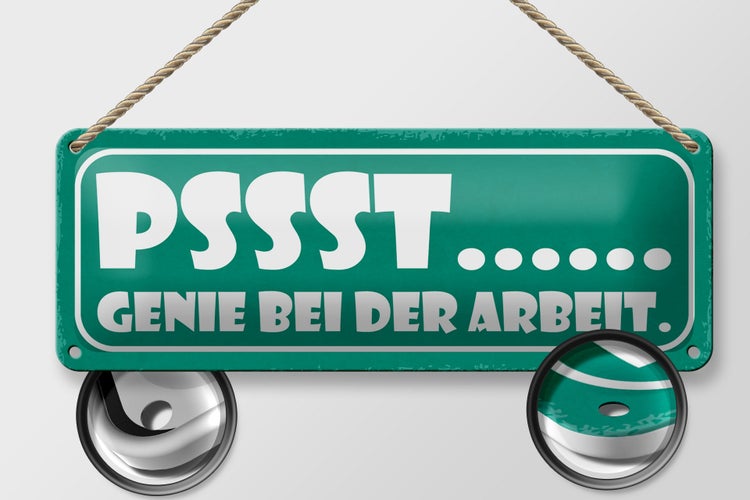 Blechschild Spruch 27x10cm PSSST Genie bei der Arbeit Dekoration