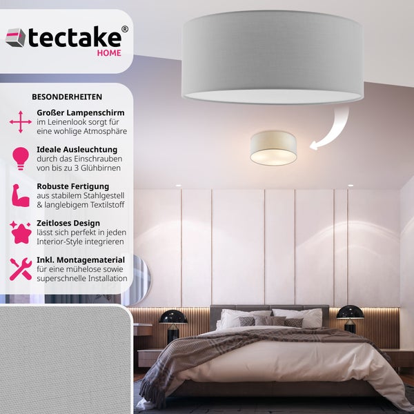 tectake HOME Deckenleuchte mit Leinenoptik in einem Schlafzimmer