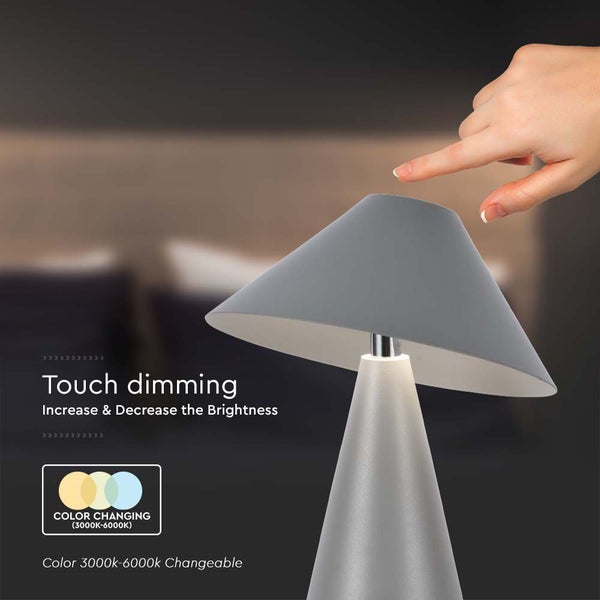 Graue Tischleuchte mit Touch-Dimmer-Funktion