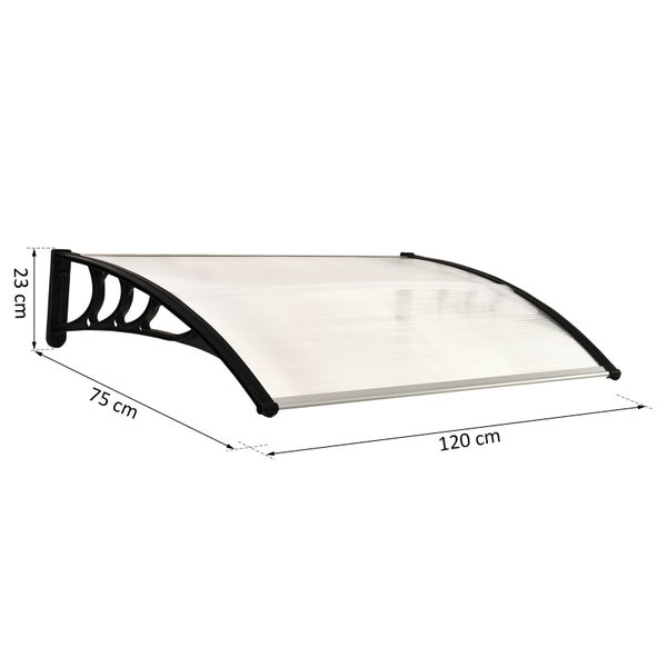 Outsunny Vordach Haustürvordach 75 x 100 cm Pultvordach Überdachung Polycarbonat Weiß