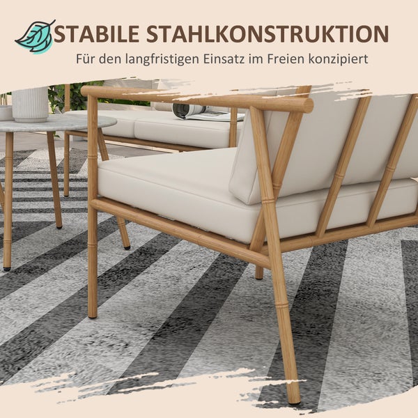 Outsunny 5-tlg. Gartenmöbel-Set, 122L x 78B x 83H cm, Stahl, Polyester, weiß