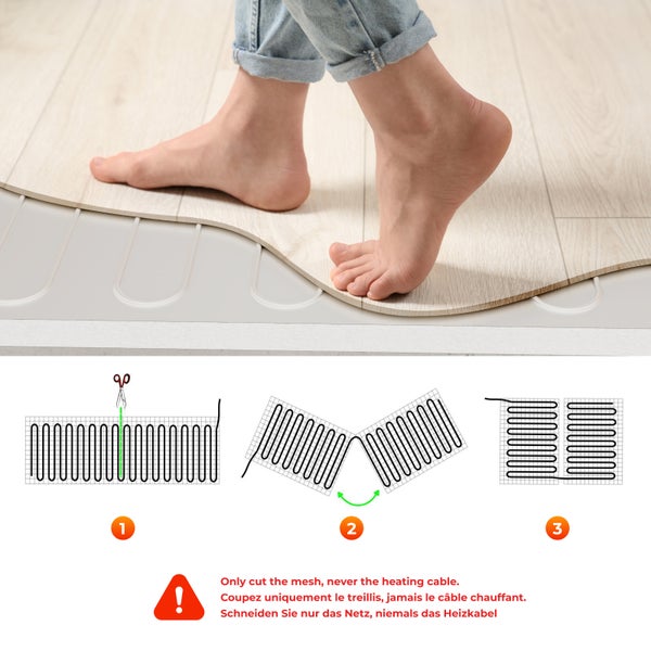 Anleitung zum Zuschneiden einer elektrischen Fußbodenheizung