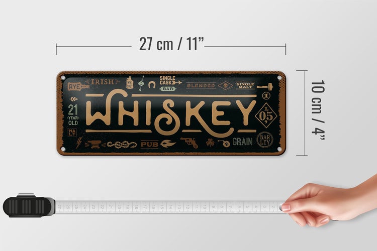 Blechschild Spruch Whiskey blended irish pub 27x10cm