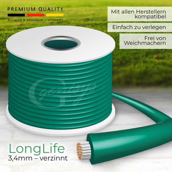 Grünes Aderleitungskabel auf einer Spule, 3,4 mm Durchmesser, verzinnt, kompatibel mit allen Herstellern, einfach zu verlegen, frei von Weichmachern, Premium Qualität, designed und entwickelt in Deutschland.