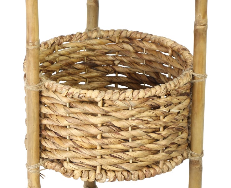 FRANK FLECHTWAREN | Korbregal Wasserhyazinthe, WASSERHYAZINTHE, BAMBUS, Ø 32 x 90 cm