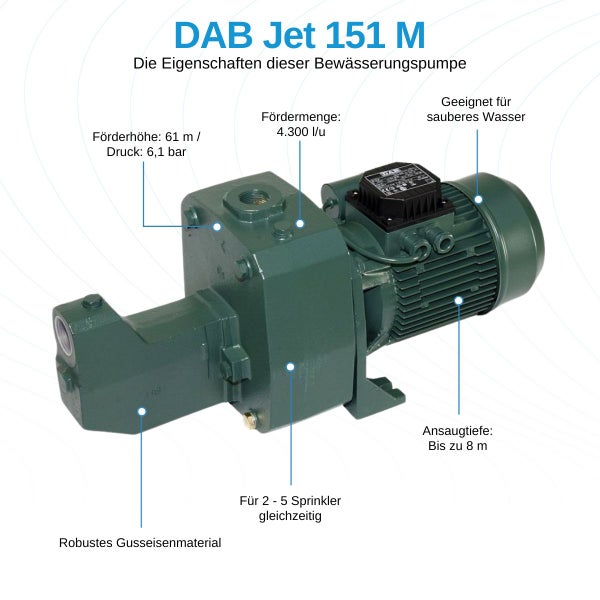 DAB Jet 151 M Gartenpumpe aus Gusseisen