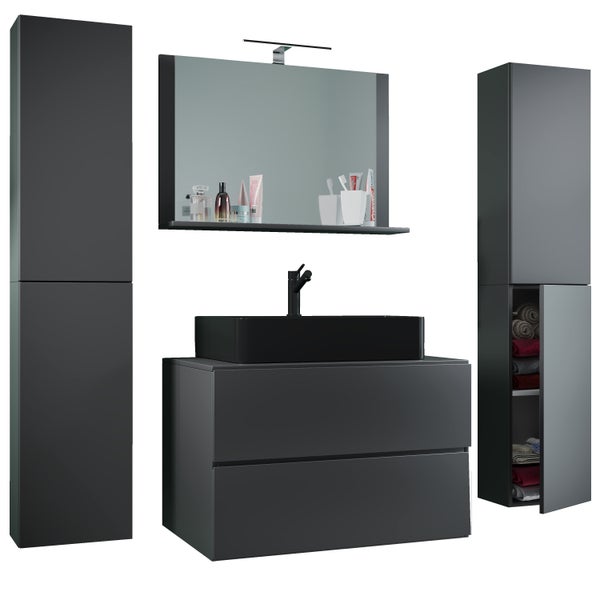 5-tlg Waschtisch Badmöbel 80cm Lendas XL Schublade