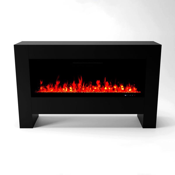 Glow Fire Elektrokamin 'Hermes' | LED Standkamin in schwarz mit Heizung (1500 W) | HxBxT: 96 x 136 x 38 cm