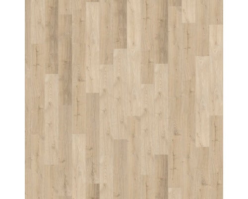 Laminatboden in Eichenoptik mit Schiffsboden-Muster und heller Holzmaserung.