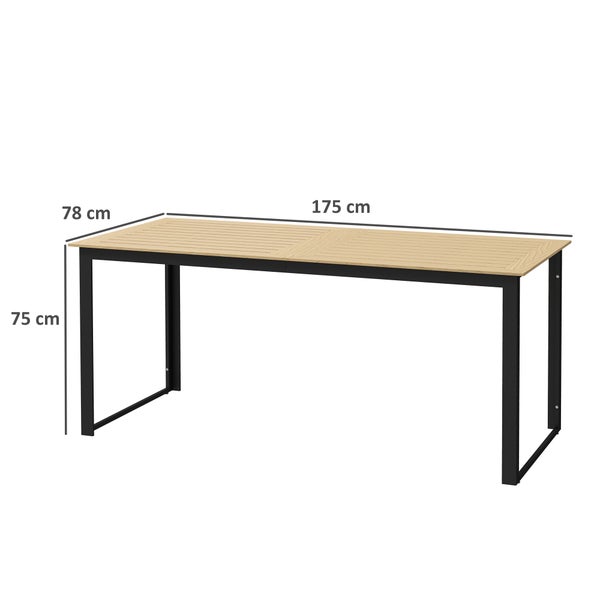 Outsunny Gartentisch Metall 175x78 cm Wetterfest Balkontisch mit Holzoptik, Lamellendesign Buffettisch Campingtisch für 6 Personen Terrassentisch Outdoor Esstisch für Garten, Terrasse Balkon Schwarz