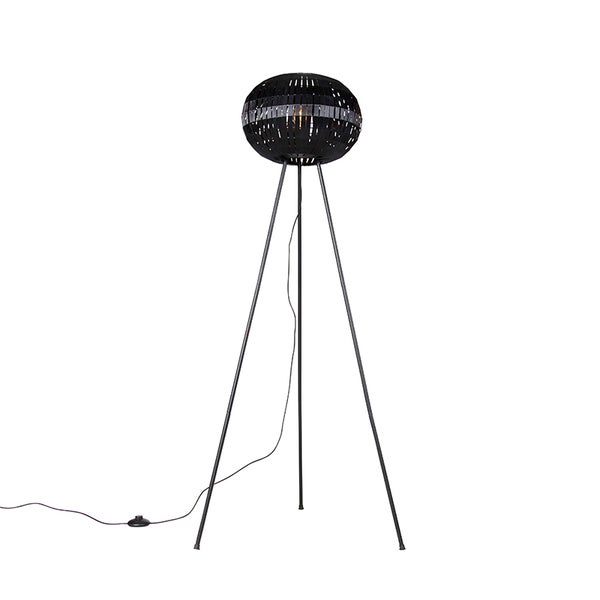 QAZQA - Modern Modernes Stehlampen-Stativ schwarz - Zoë I Wohnzimmer I Schlafzimmer - Stahl Rund - LED geeignet E27
