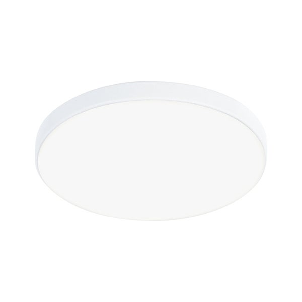 Runde, weiße LED-Deckenleuchte im flachen Design.