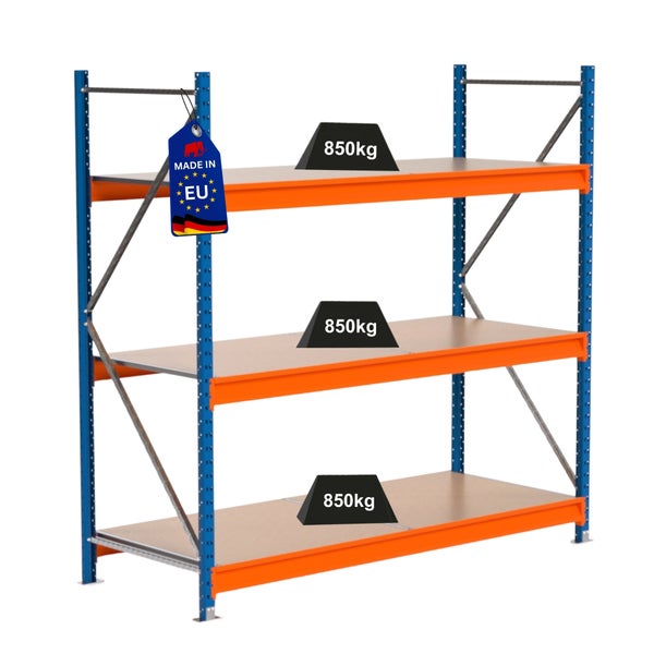 Lagerregal mit drei Ebenen und einer Traglast von 850 kg pro Ebene, Hergestellt in der Europäischen Union