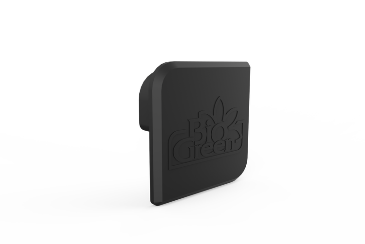 Bio Green Abdeckkappe aus Kunststoff in Schwarz mit Bio Green Logo für Gewächshauszubehör.