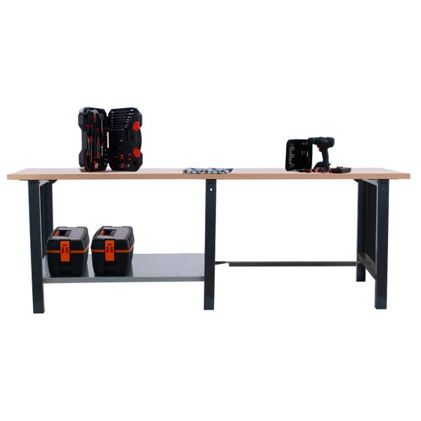 Werkbank BUFFALO WOOD | HxBxT 86,5x210x75cm | Traglast 1000kg | Anthrazit
