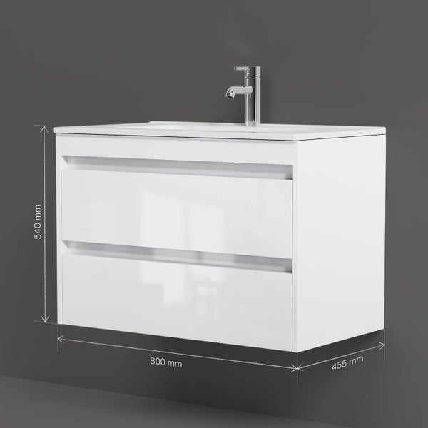 Waschtischunterschrank mit zwei Schubladen, Maße 800 x 540 x 455 Millimeter