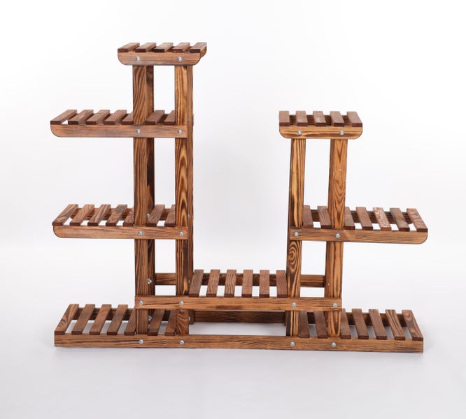 Blumenständer FLORANGE HxBxT 116x95x25cm 8 Ablagen Kieferholz Braun geflammt