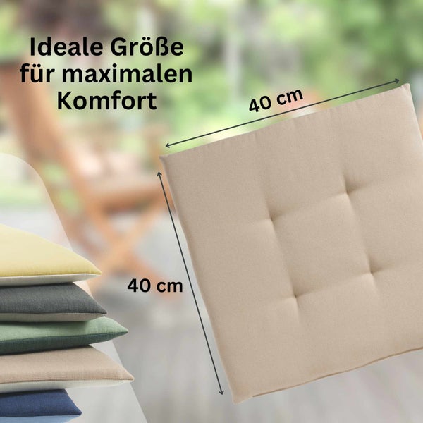 2er-Set Sitzkissen outdoor DOVE CHAIRPAD Beige 40 x 40 cm