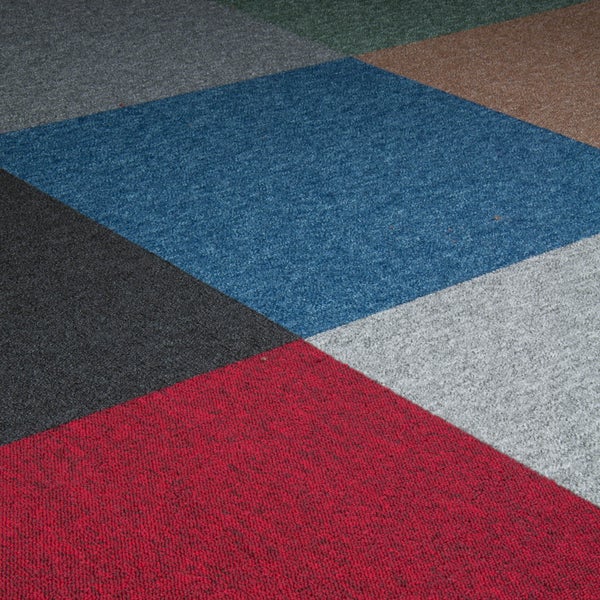 Teppichfliesen selbstliegend grau Schlingenware Teppichboden als Fliesen in 50x50 cm Schlingenteppich Fliesen anthrazit für Büro und Arbeitszimmer